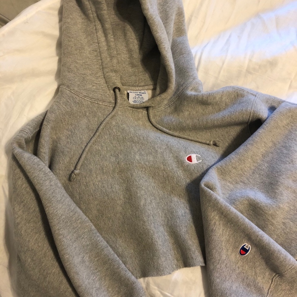 Cropped Grey Champion Hoodie